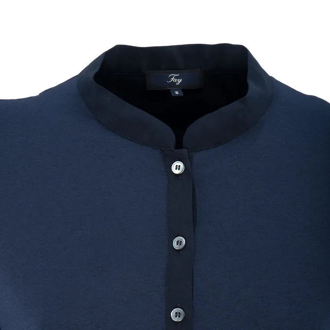 VISCOSE KOREAN POLO SHIRT Woman Navy